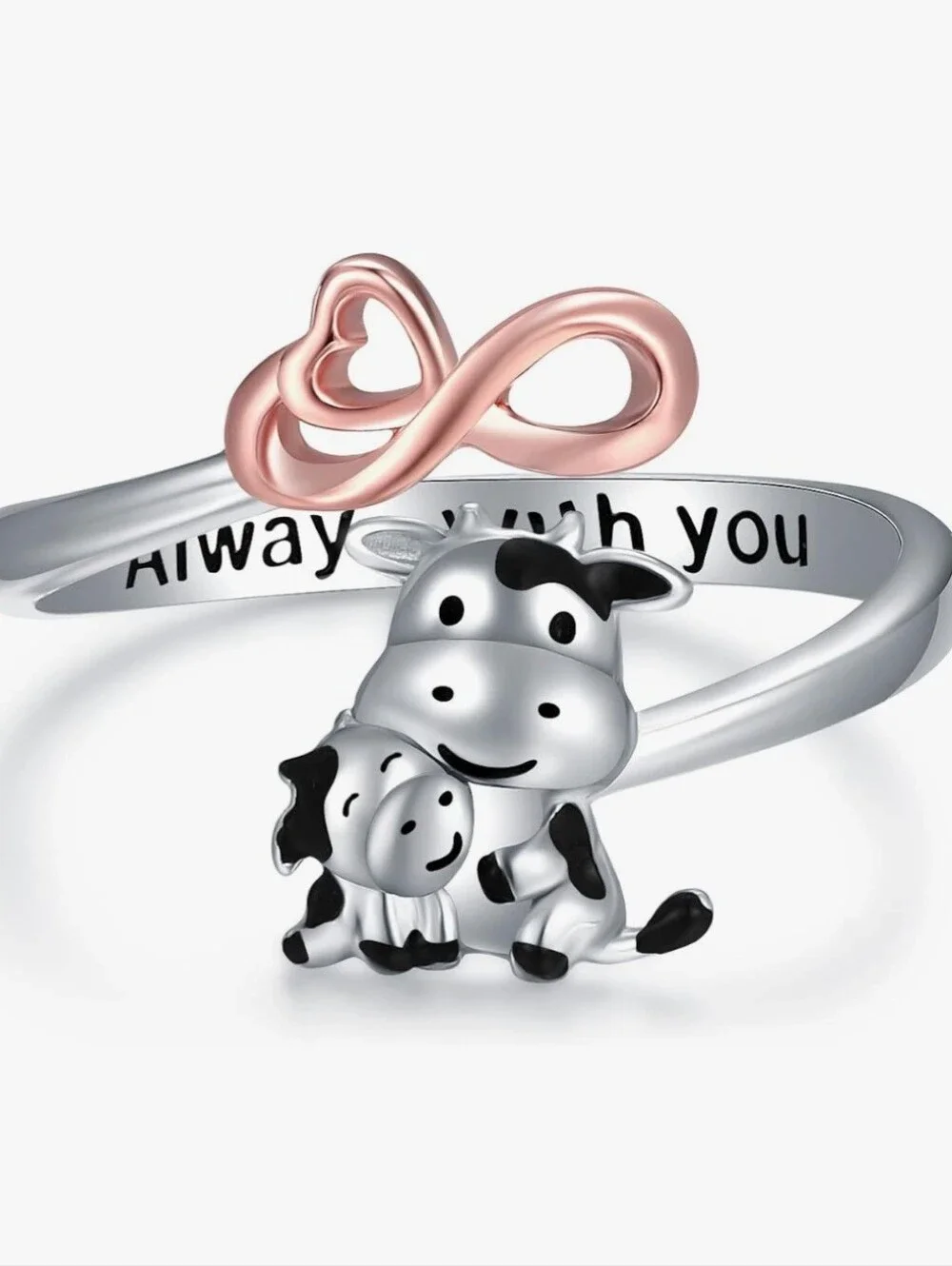 925 Sterling Silver Animal Mother Daughter Ring for Women